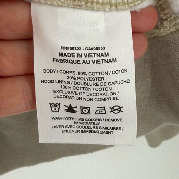 Nike Essentials AOP Fleece Hoodie Sweatshirt Limestone Beige White Men Medium - Picture 5 of 9